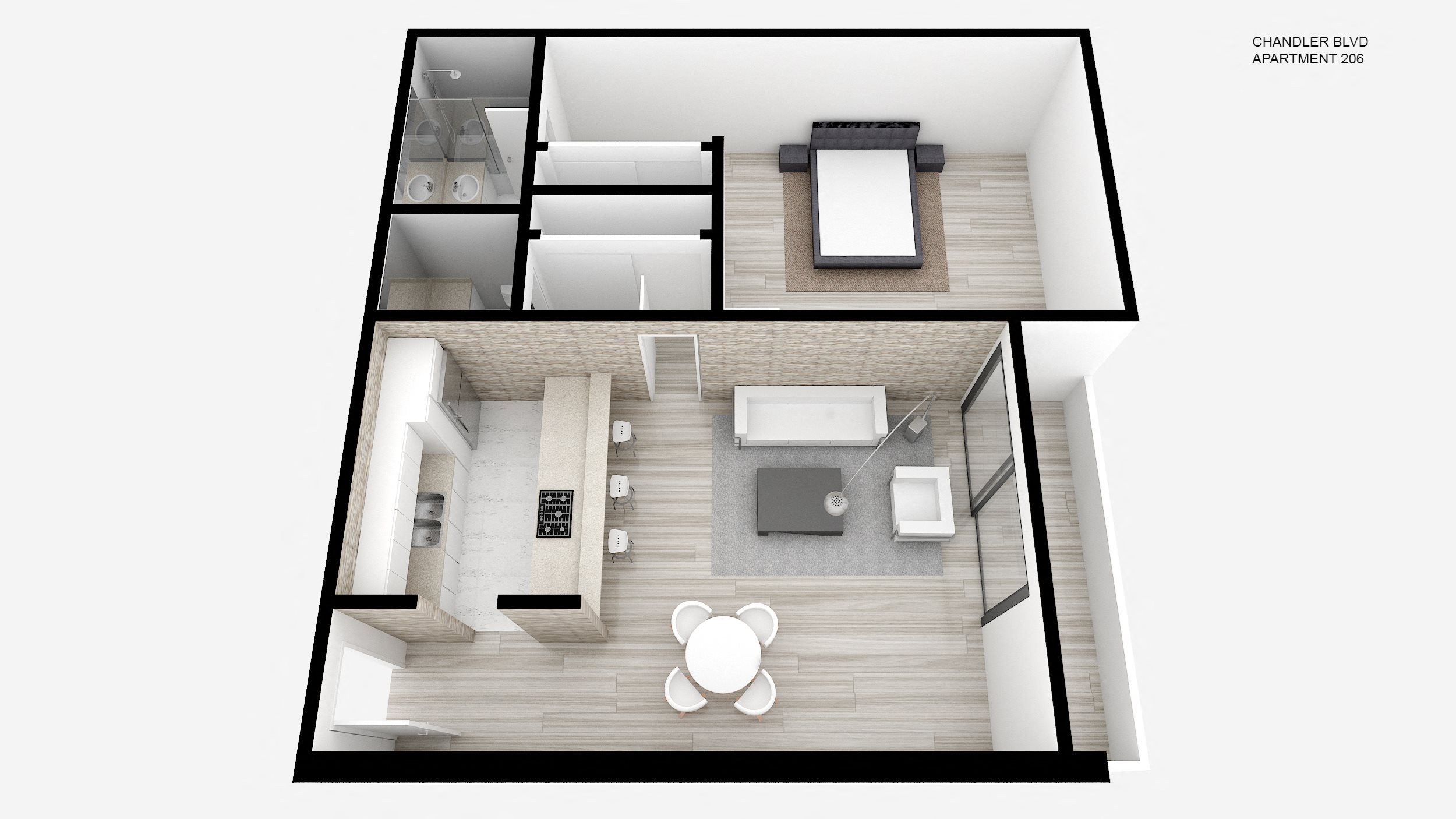 One Bed + 1.5 Bath